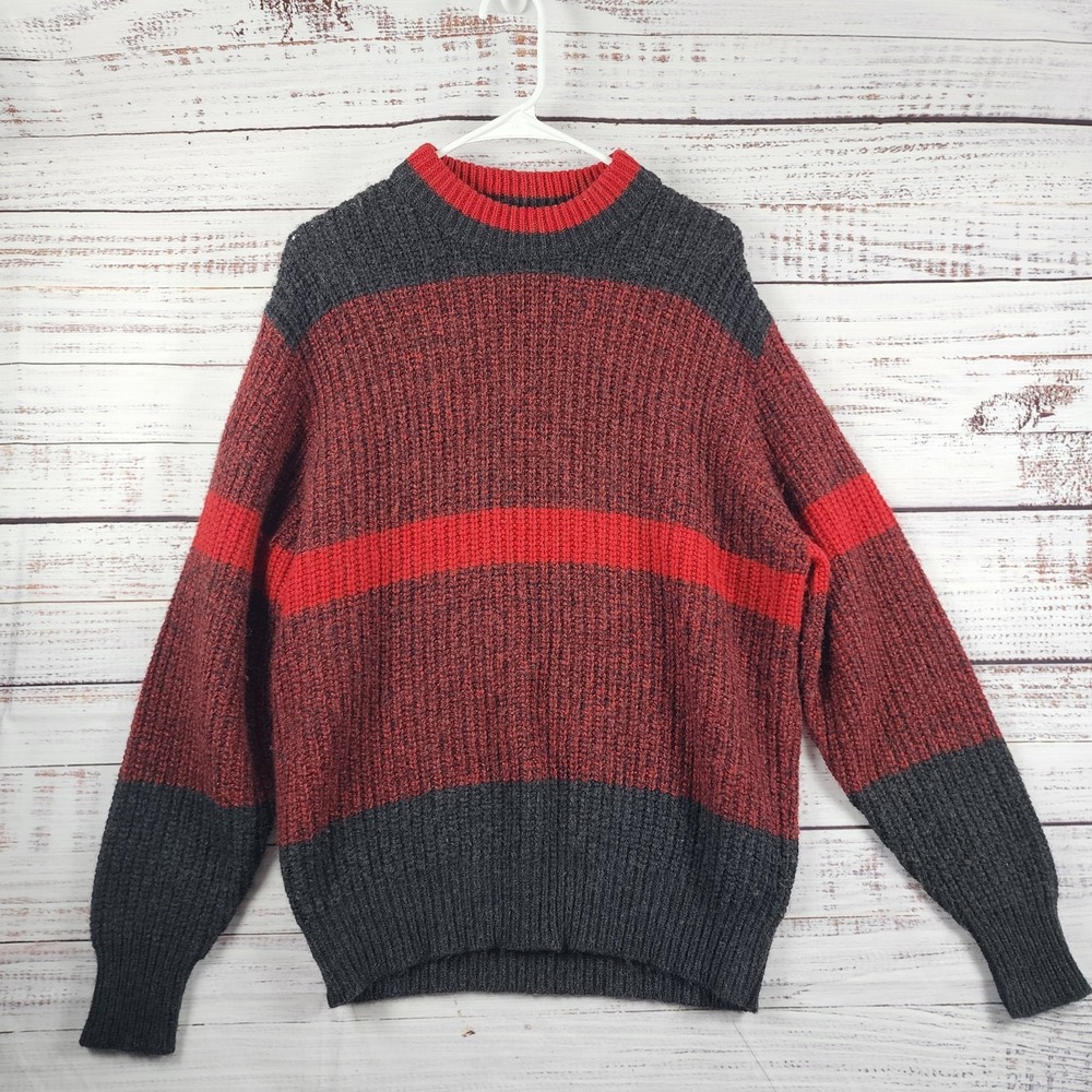 Vintage 80s 90s St John's Bay Wool Sweater Mens L USA Fisherman Cable Knit